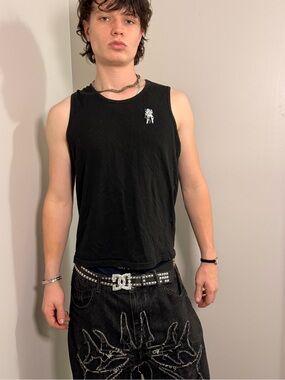 Eighty Eight Black Men's Sleeveless Tank with Small Embroidered Patch